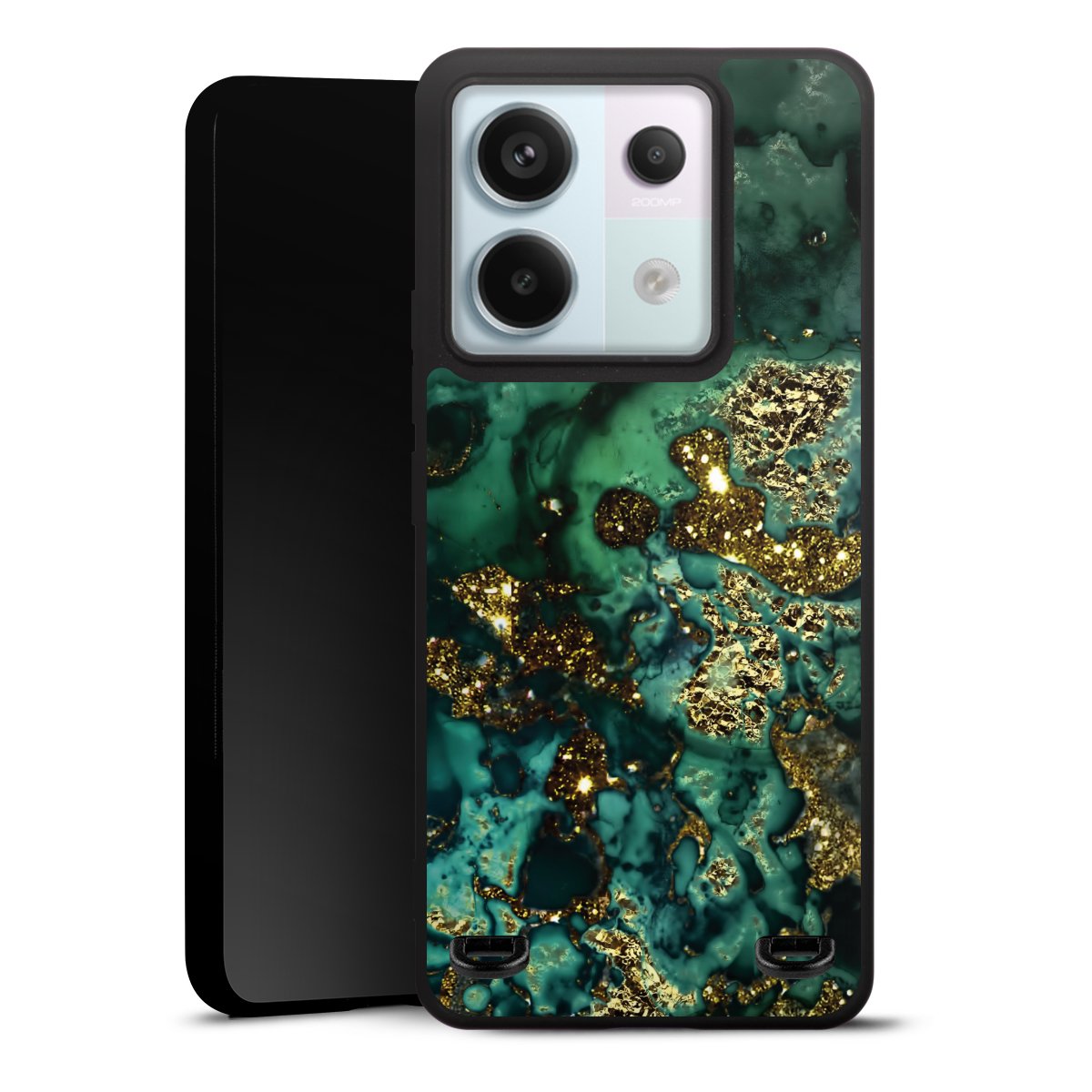 Aspetto marmorizzato ciano glitterato