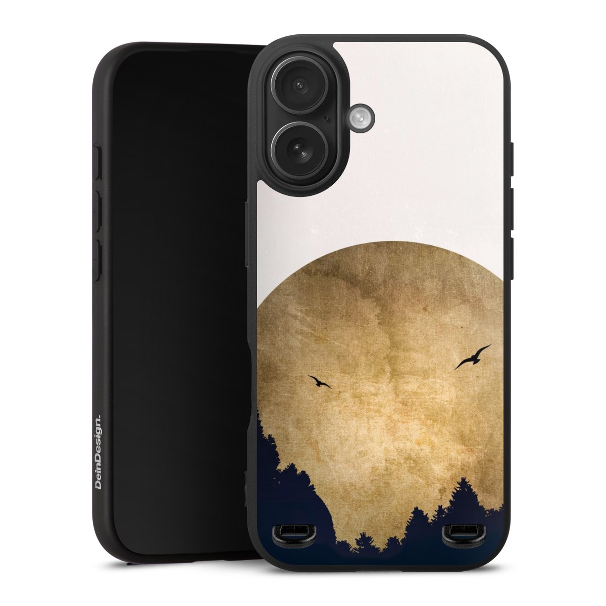 Deux oiseaux et la lune