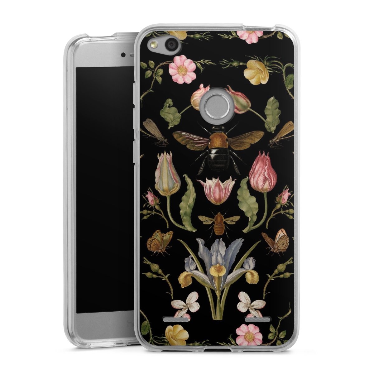 Fleurs Sauvages et Abeilles Fond Noir