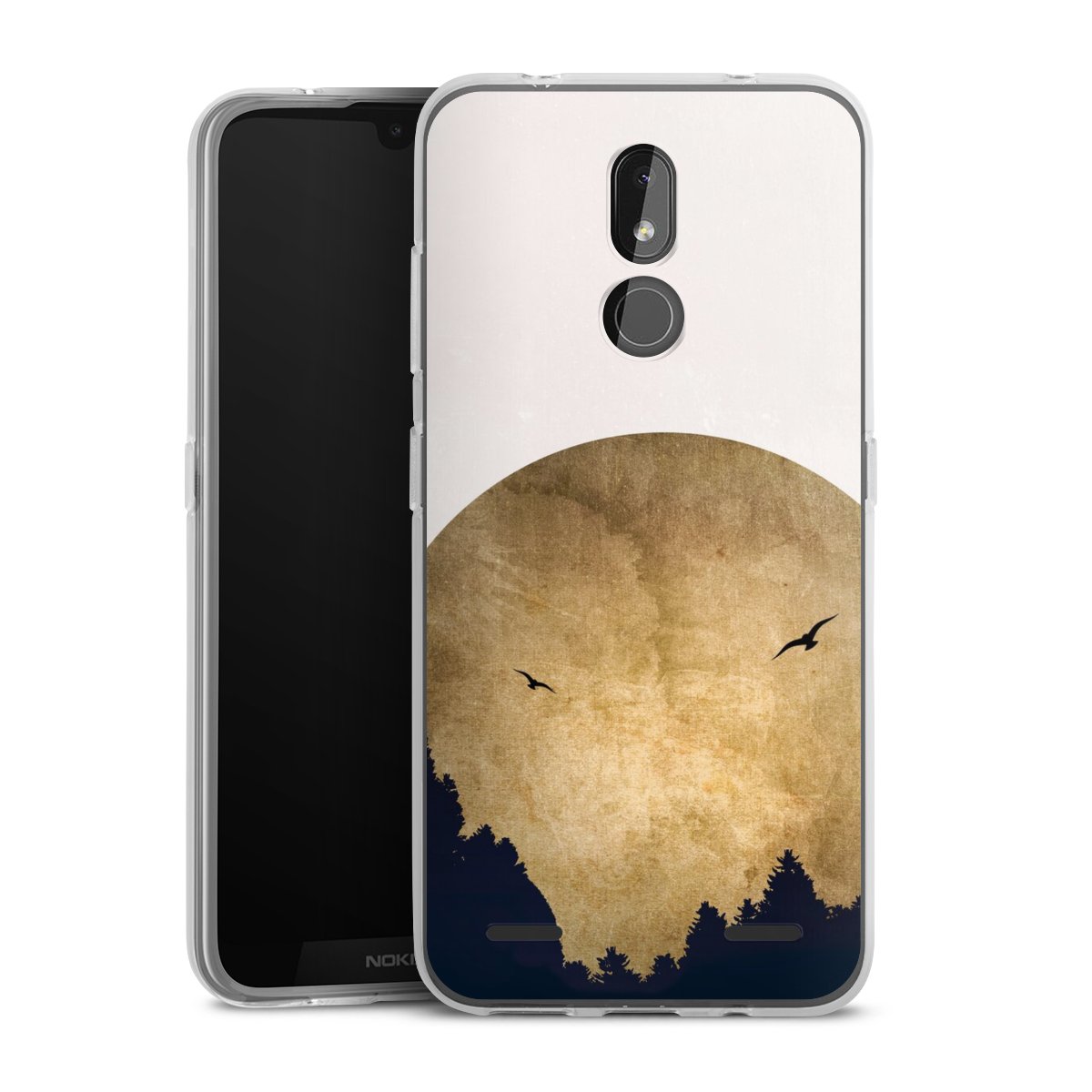 Deux oiseaux et la lune