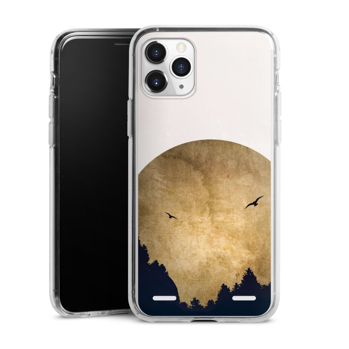 Deux oiseaux et la lune