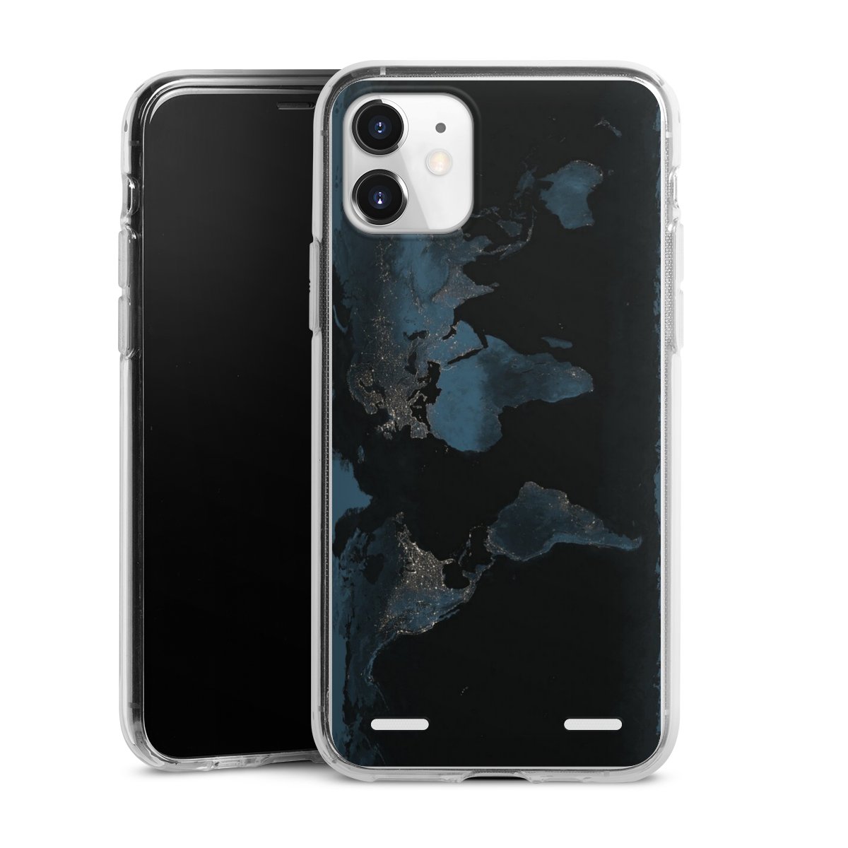 Mappa del mondo con luce notturna