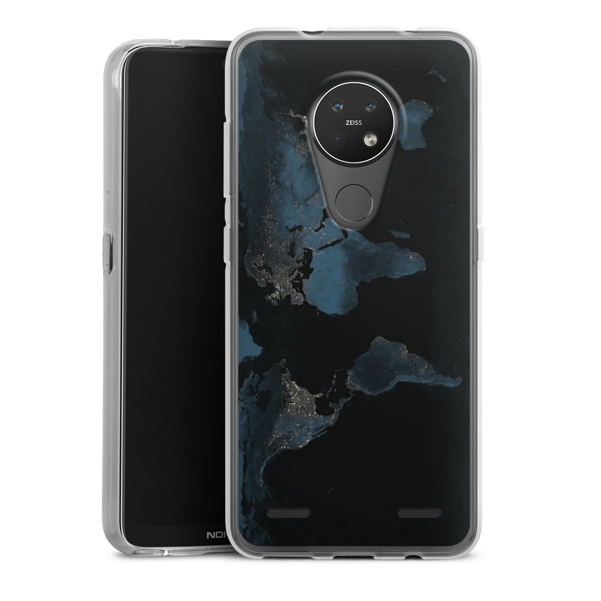 Mappa del mondo con luce notturna