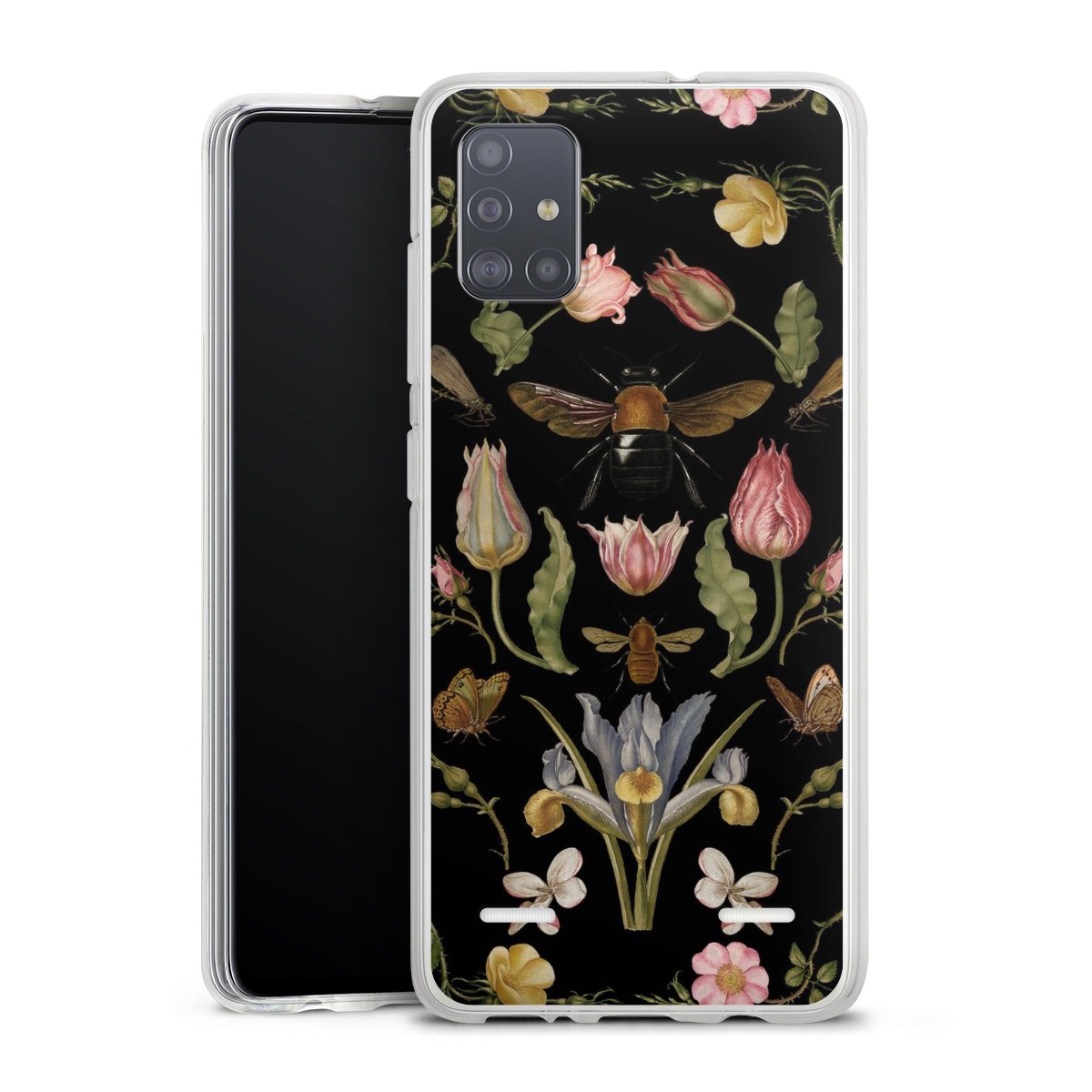 Fleurs Sauvages et Abeilles Fond Noir