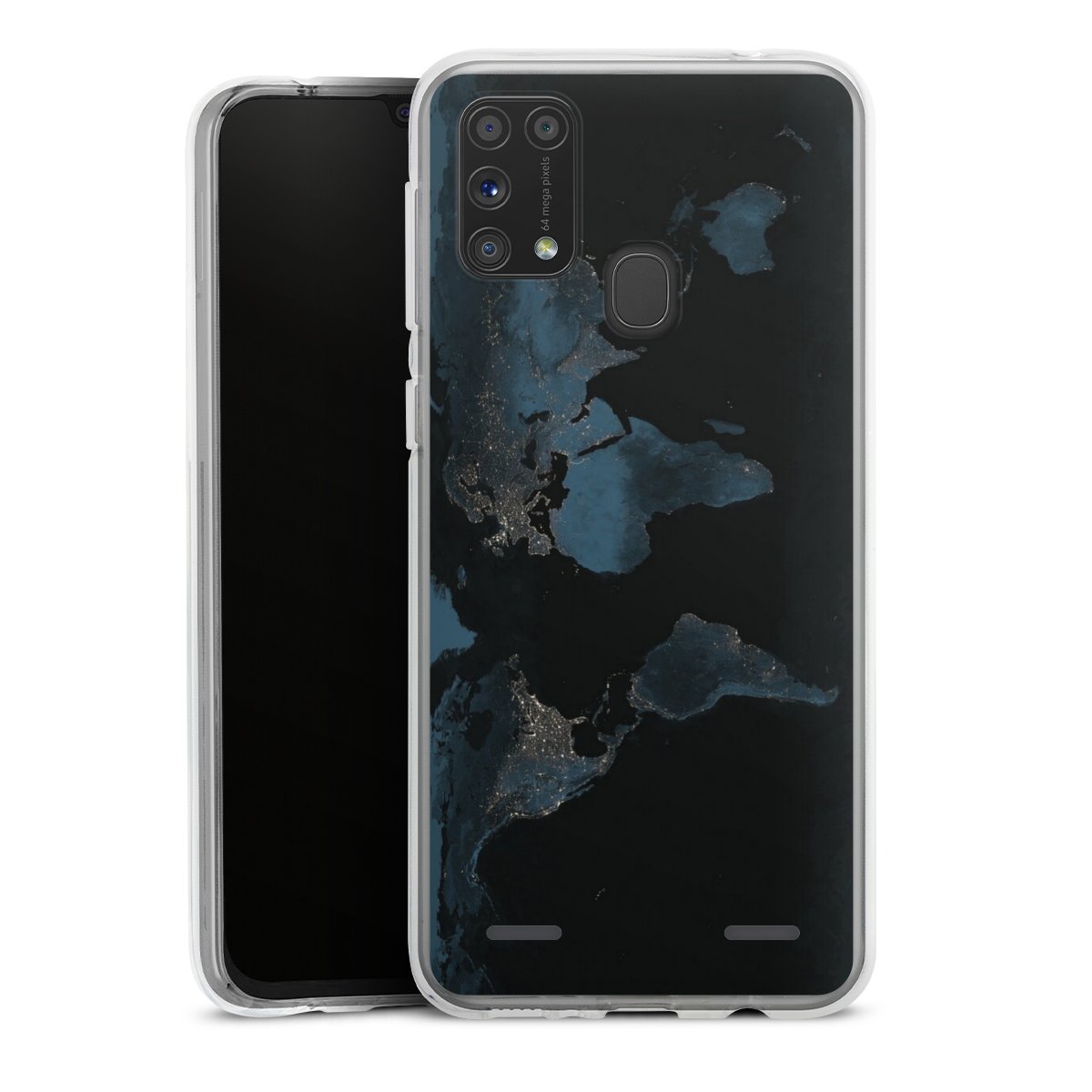Mappa del mondo con luce notturna