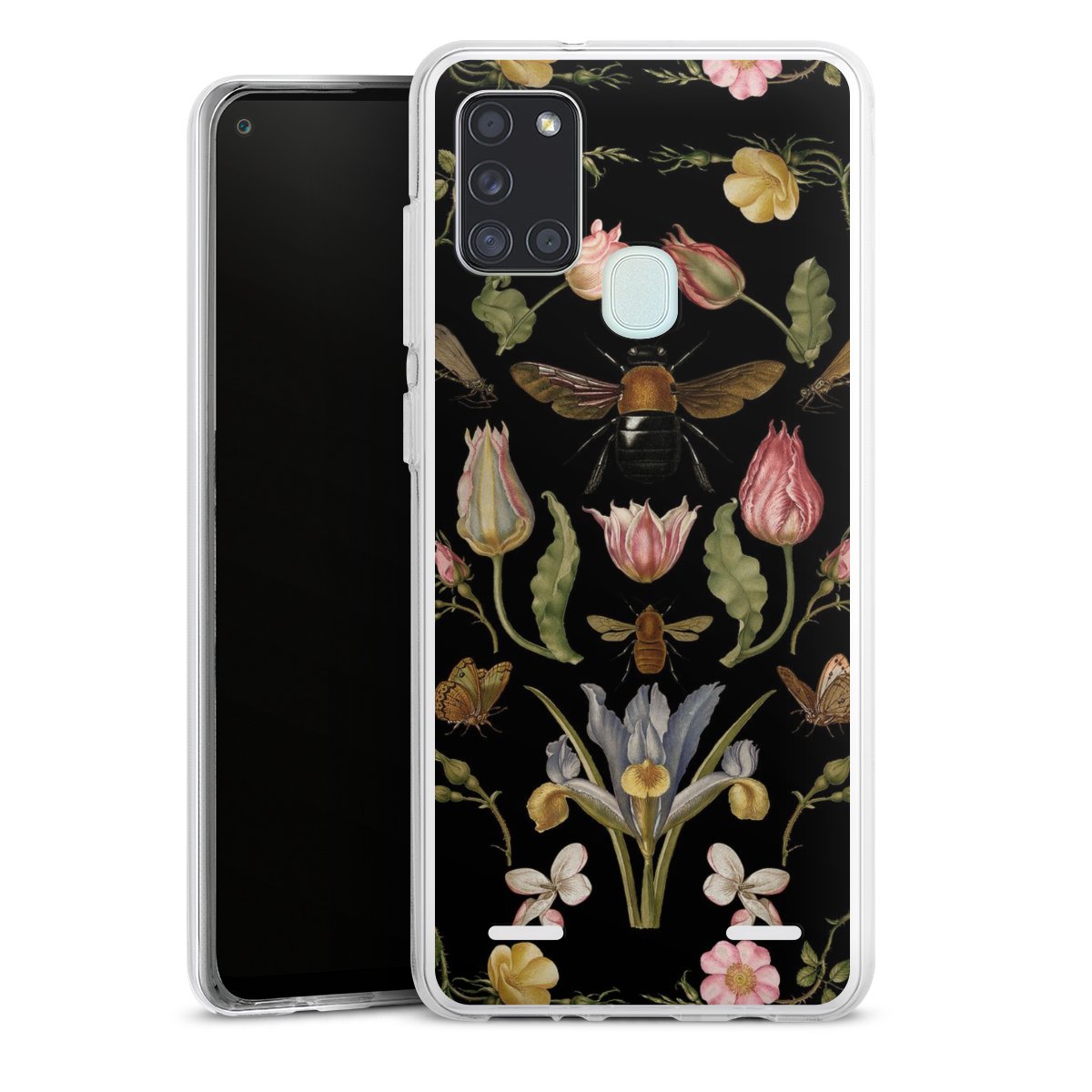 Fleurs Sauvages et Abeilles Fond Noir