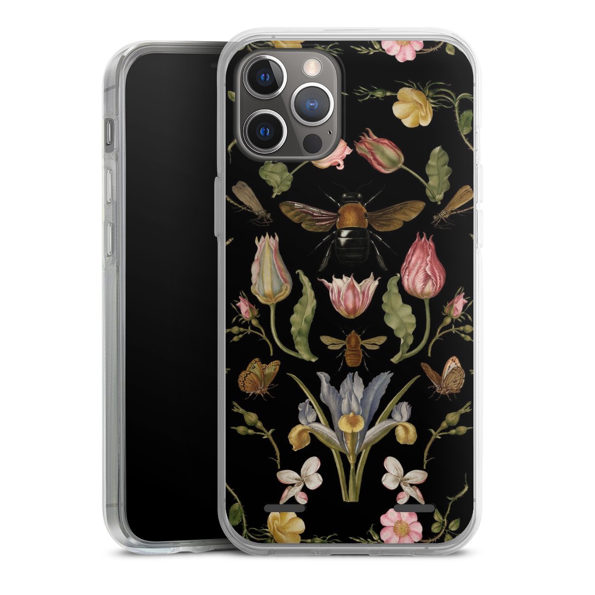 Fleurs Sauvages et Abeilles Fond Noir