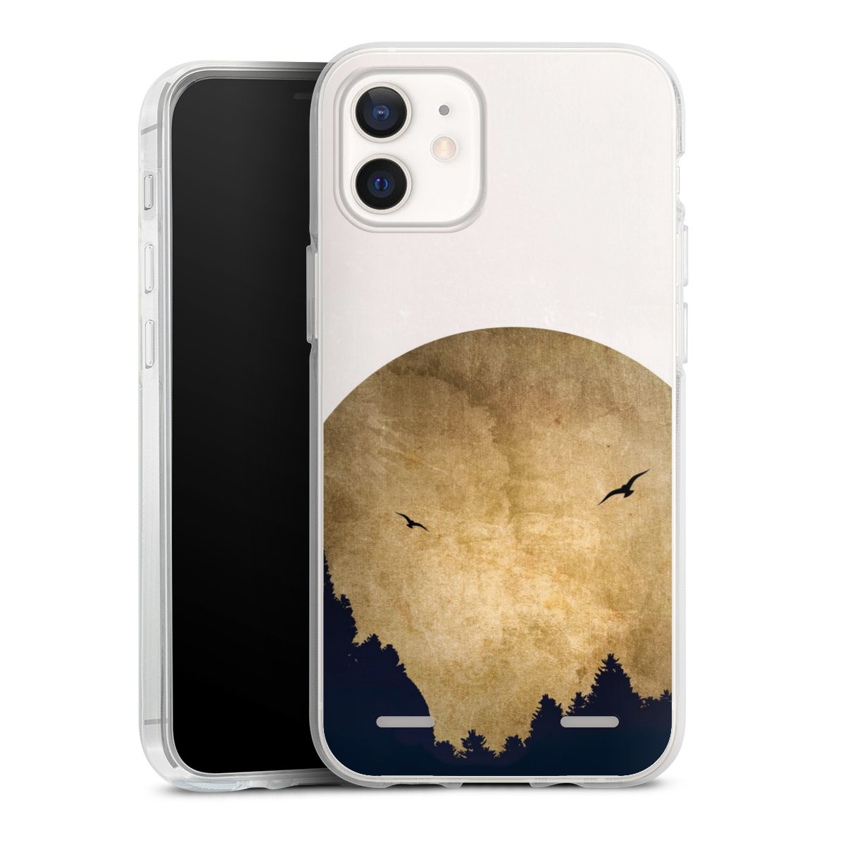 Deux oiseaux et la lune