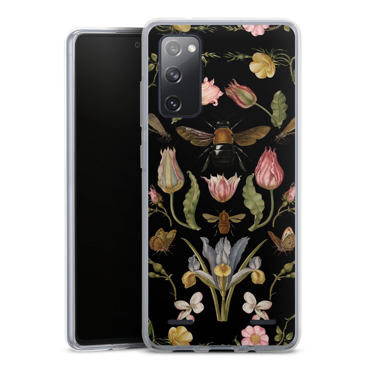 Fleurs Sauvages et Abeilles Fond Noir