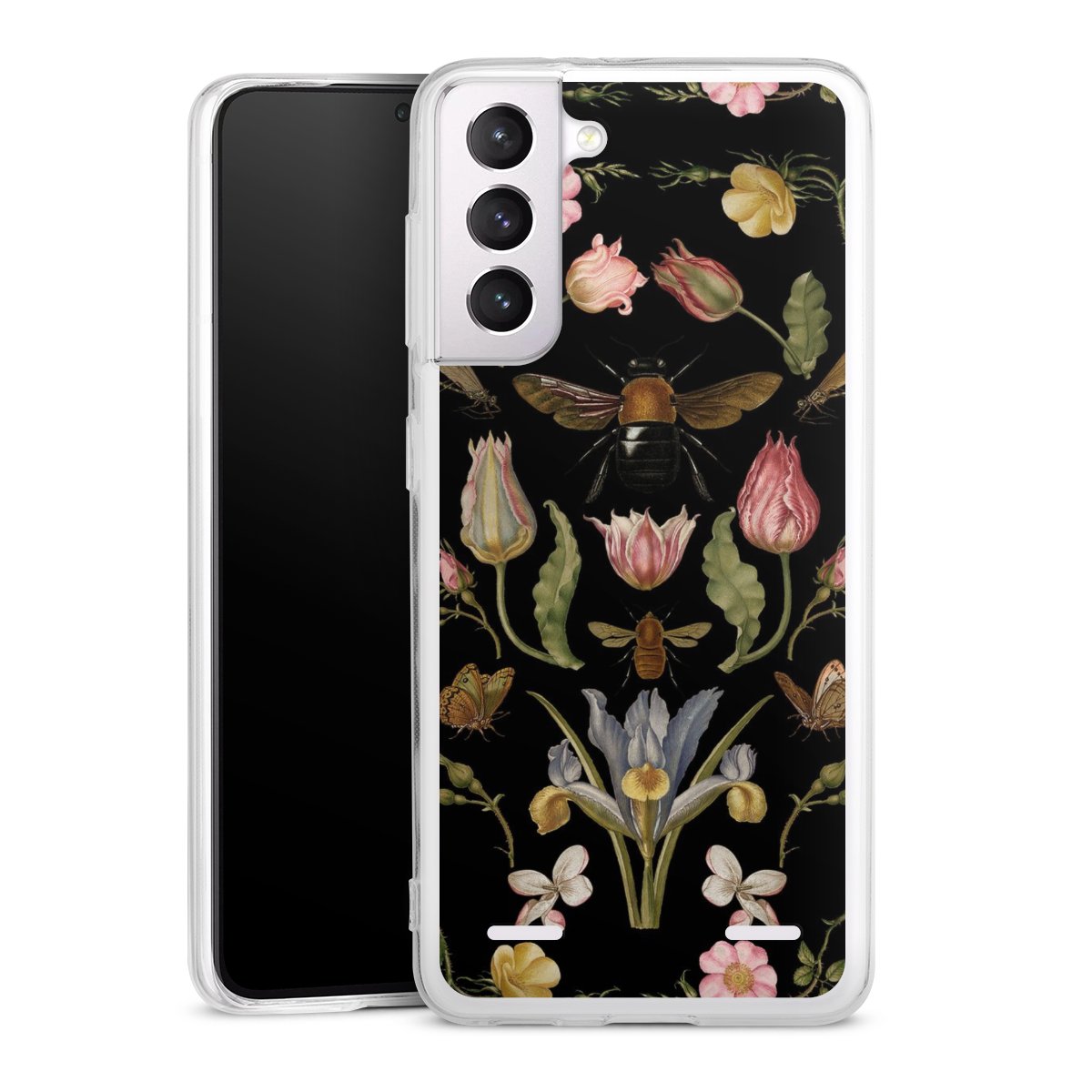 Fleurs Sauvages et Abeilles Fond Noir