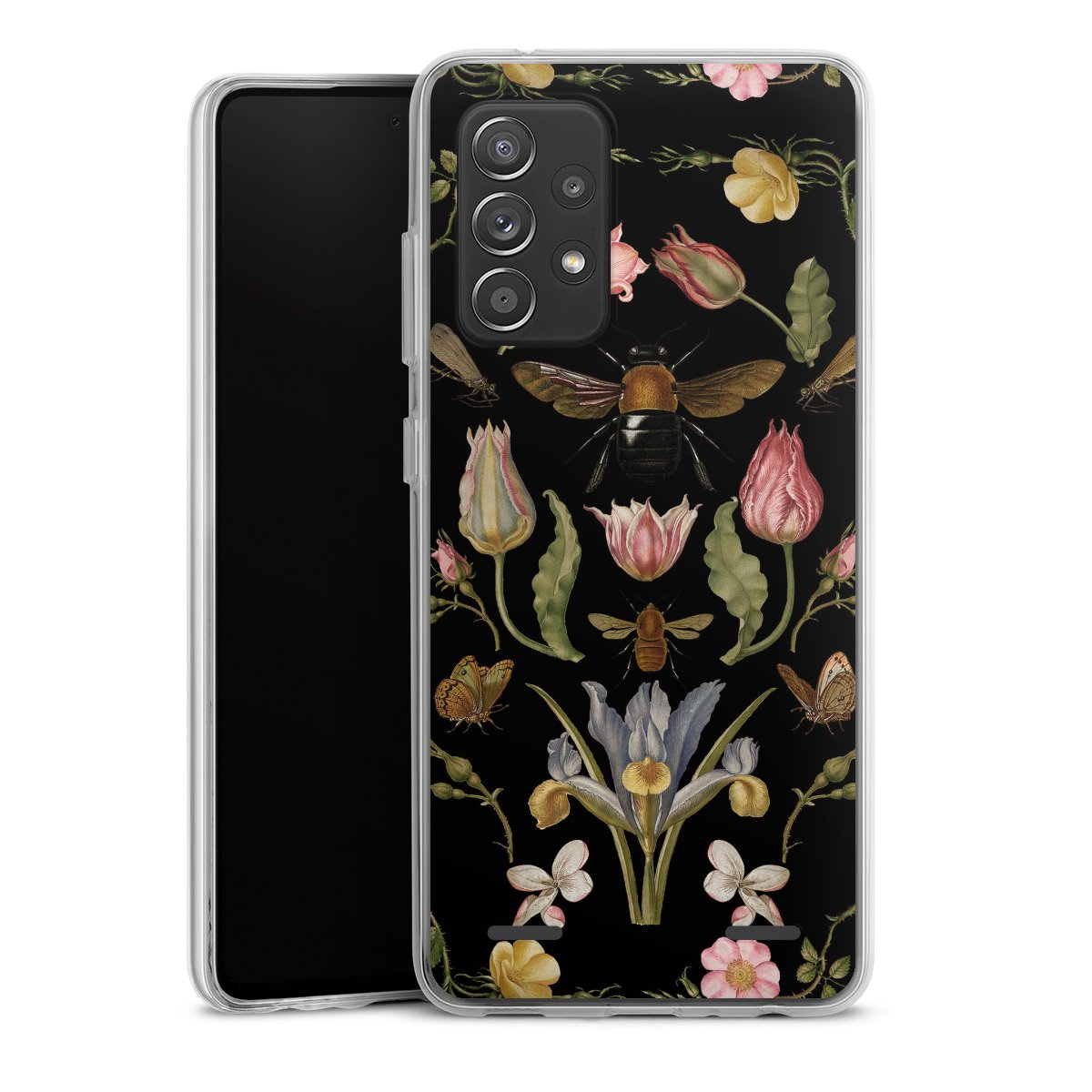 Fleurs Sauvages et Abeilles Fond Noir