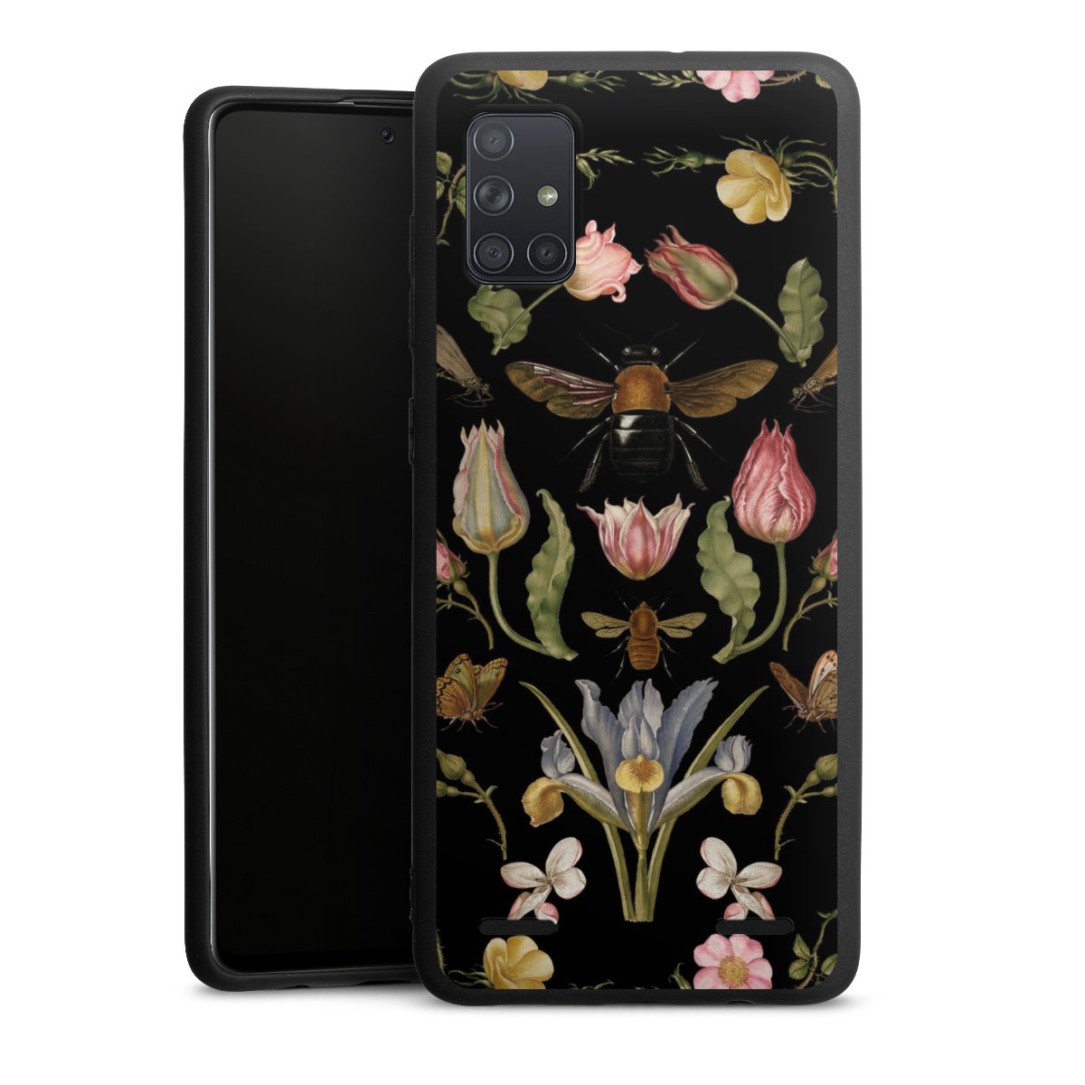 Fleurs Sauvages et Abeilles Fond Noir