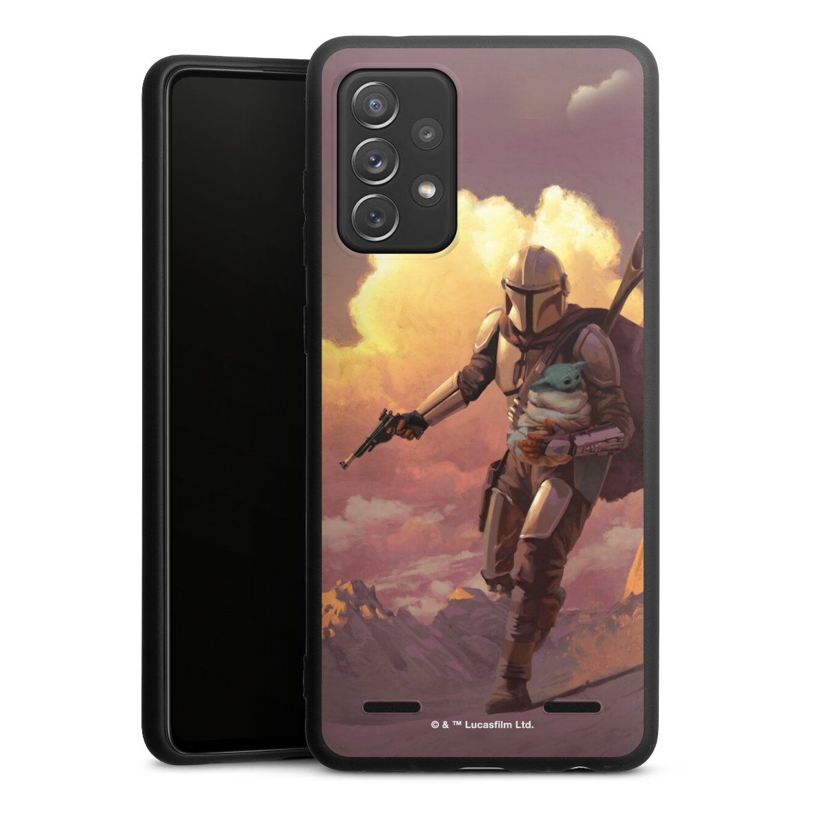 Les nuages ​​du coucher du soleil Mandalorien et Grogu