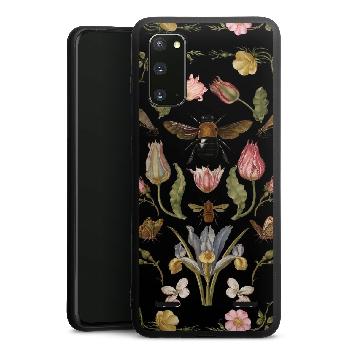 Fleurs Sauvages et Abeilles Fond Noir