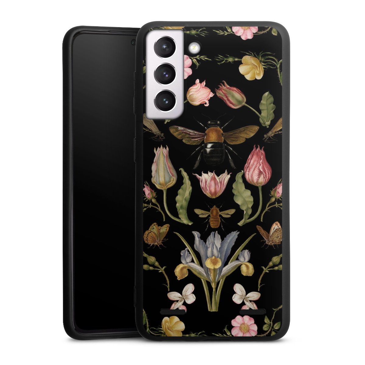 Fleurs Sauvages et Abeilles Fond Noir