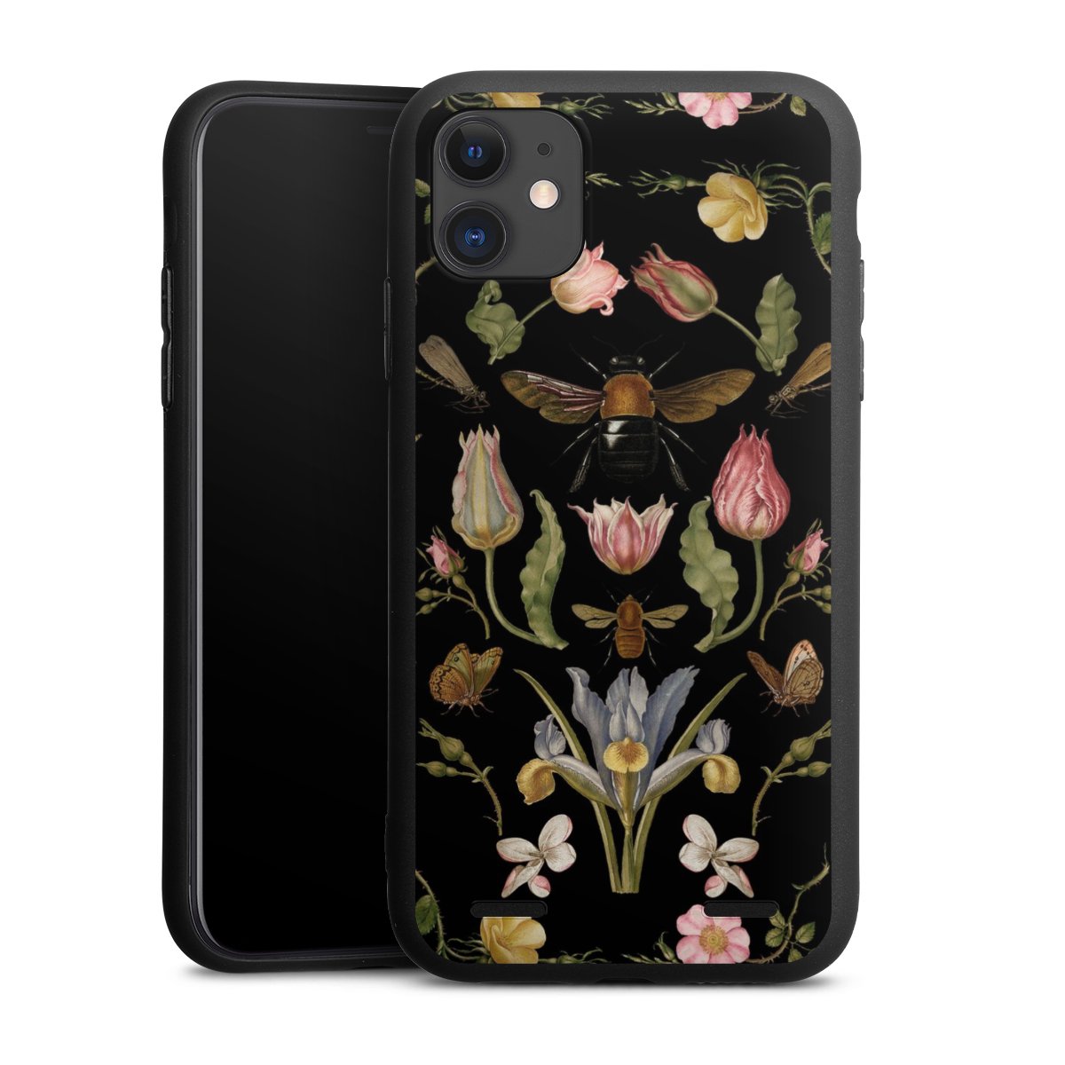 Fleurs Sauvages et Abeilles Fond Noir