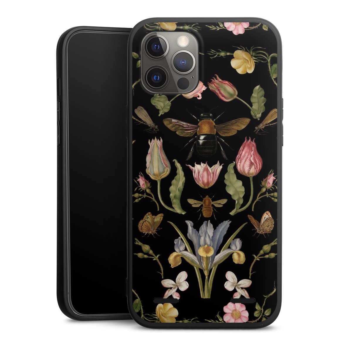 Fleurs Sauvages et Abeilles Fond Noir