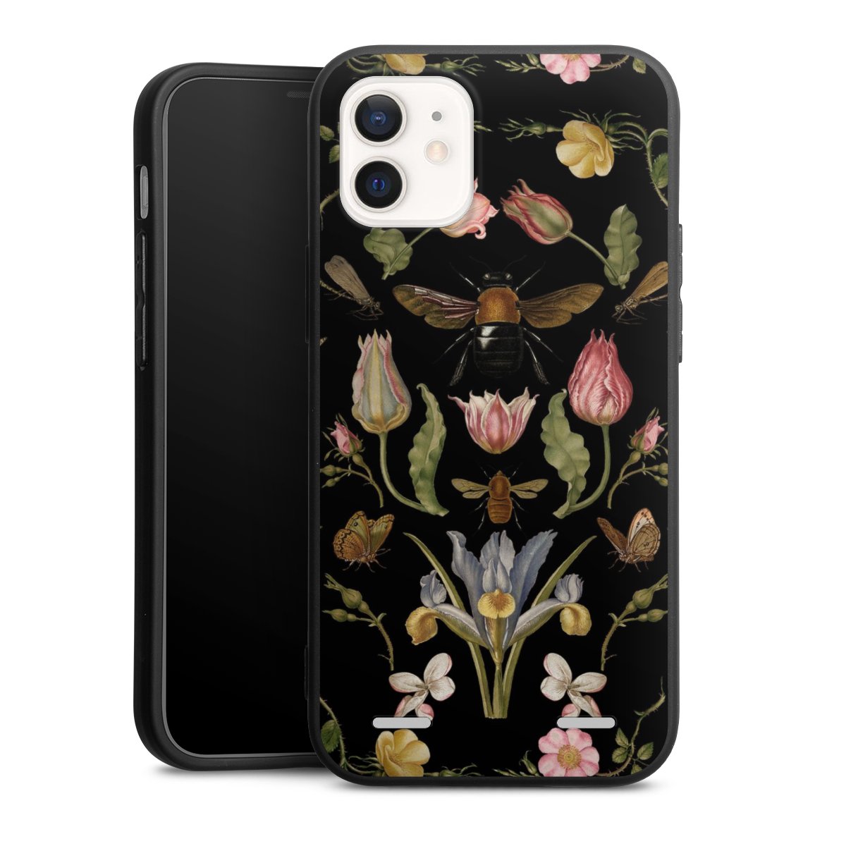 Fleurs Sauvages et Abeilles Fond Noir