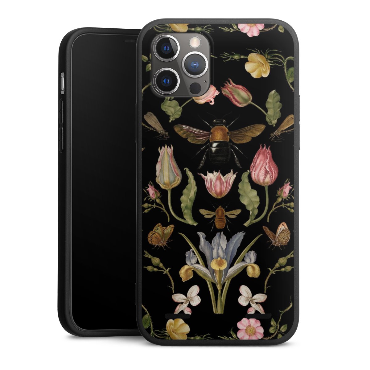 Fleurs Sauvages et Abeilles Fond Noir