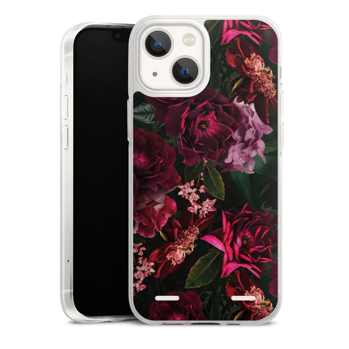 Fleurs rouge foncé et roses