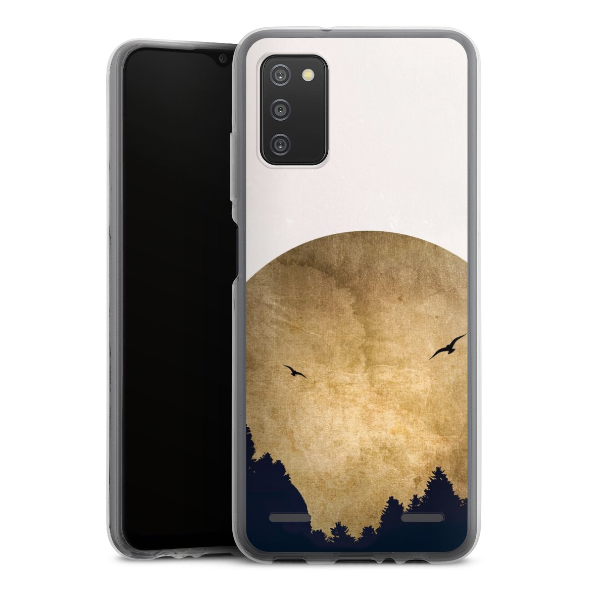 Deux oiseaux et la lune