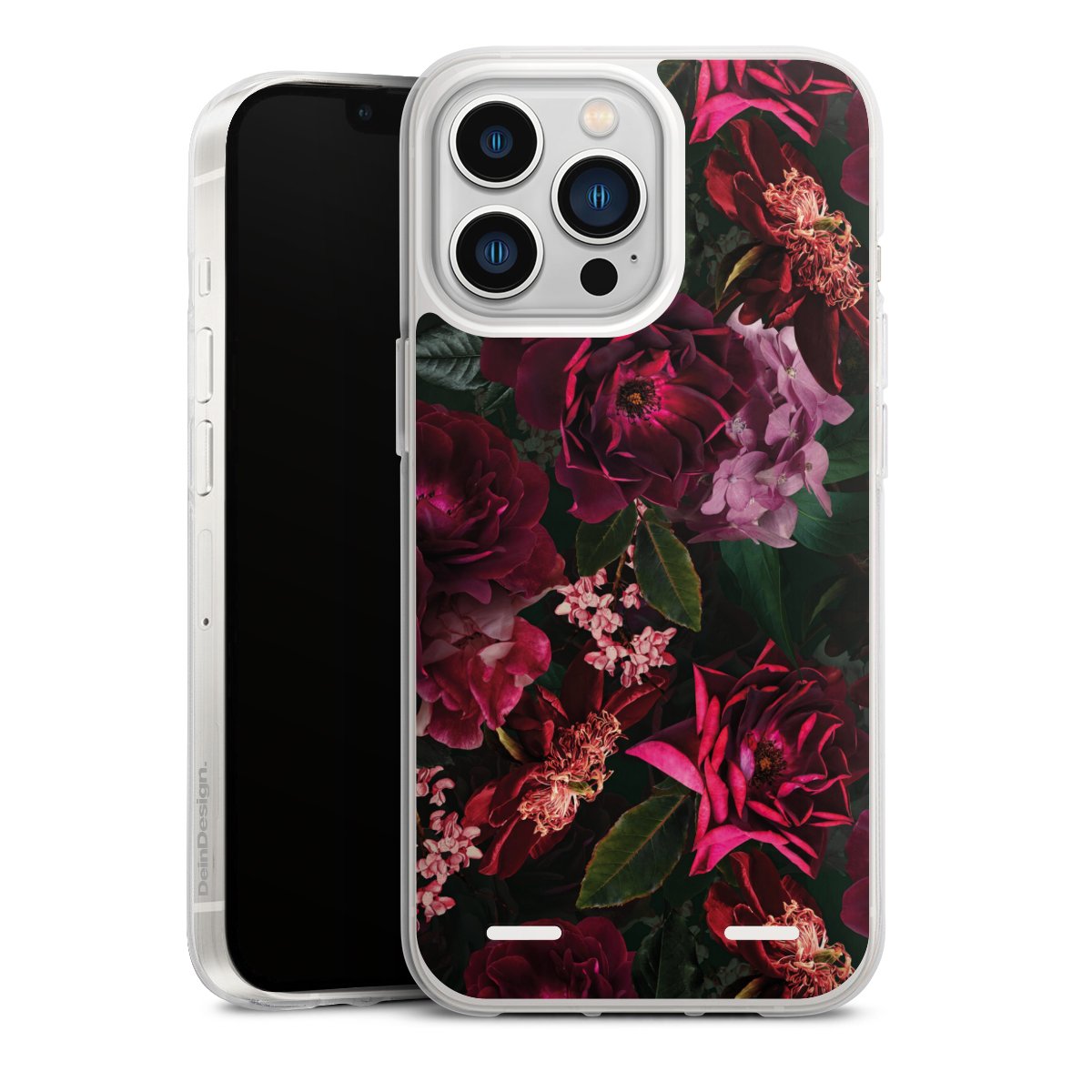 Fleurs rouge foncé et roses