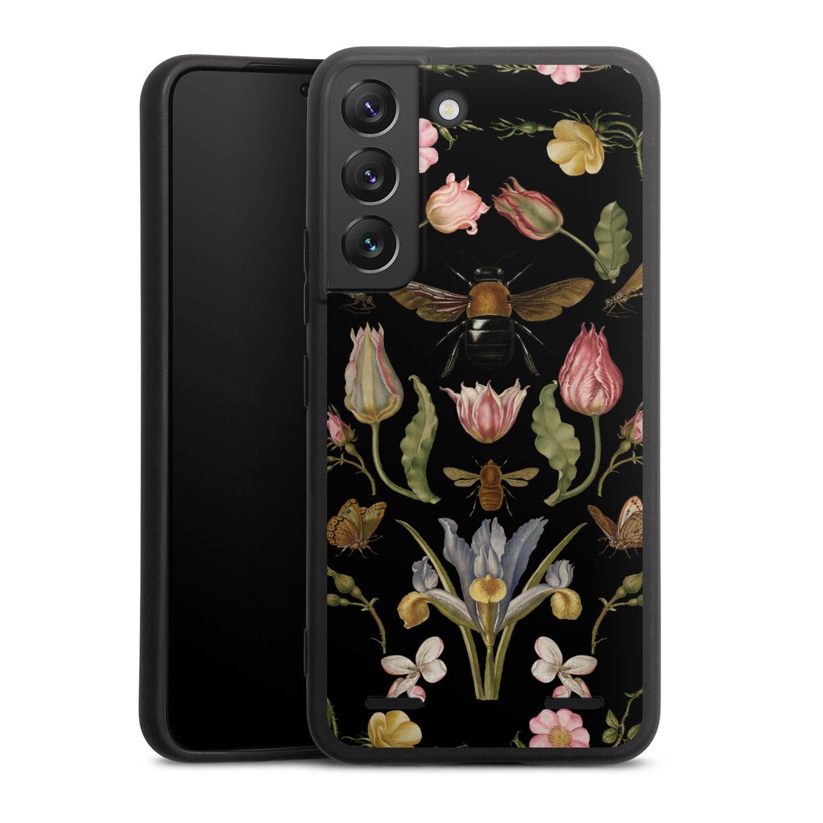 Fleurs Sauvages et Abeilles Fond Noir