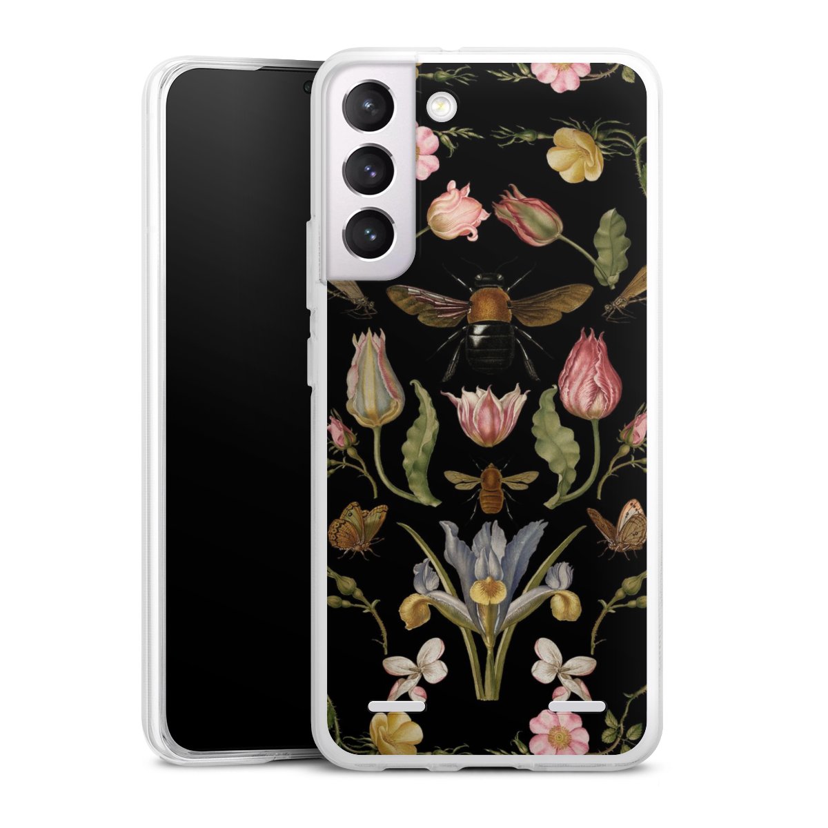 Fleurs Sauvages et Abeilles Fond Noir