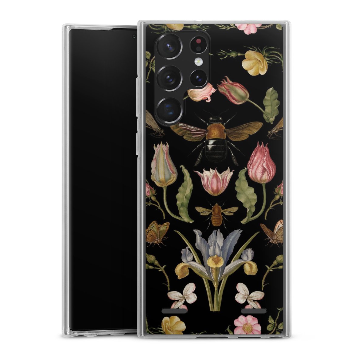 Fleurs Sauvages et Abeilles Fond Noir