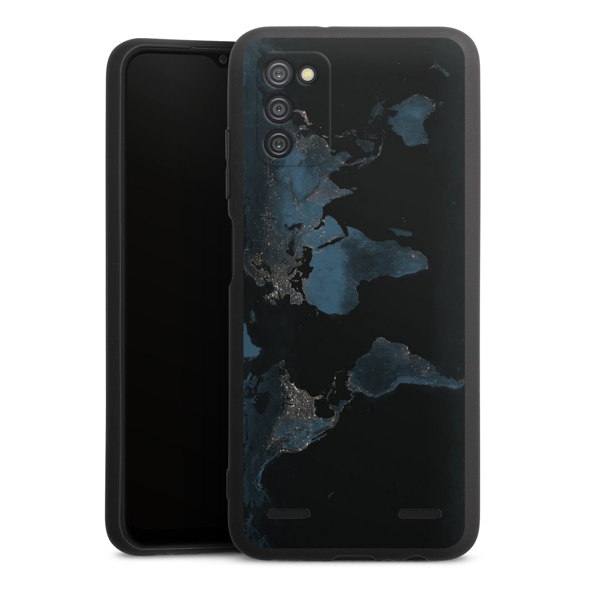 Mappa del mondo con luce notturna