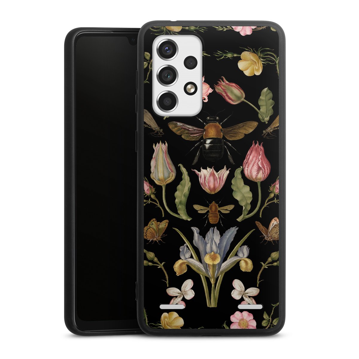 Fleurs Sauvages et Abeilles Fond Noir