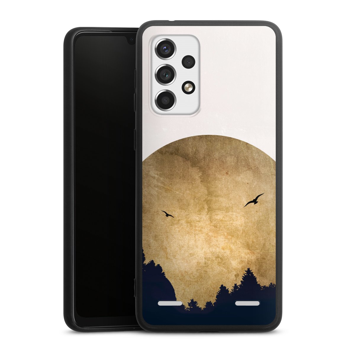 Deux oiseaux et la lune