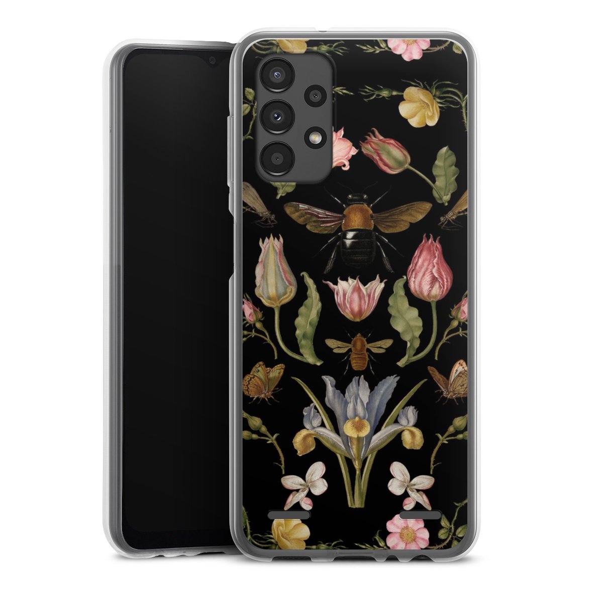 Fleurs Sauvages et Abeilles Fond Noir