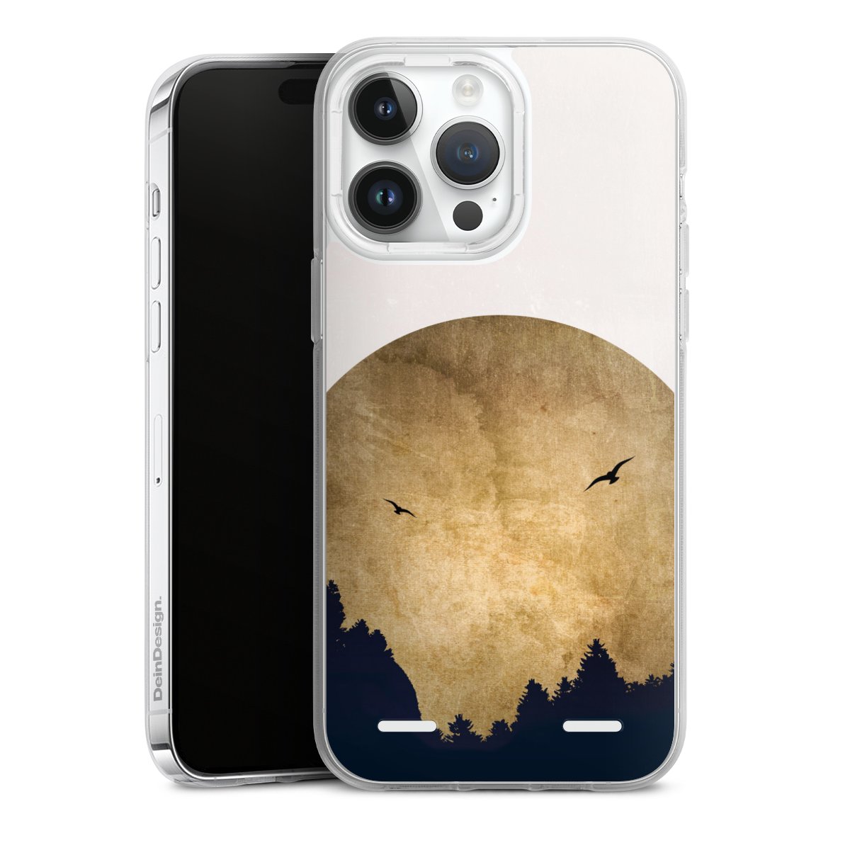 Deux oiseaux et la lune