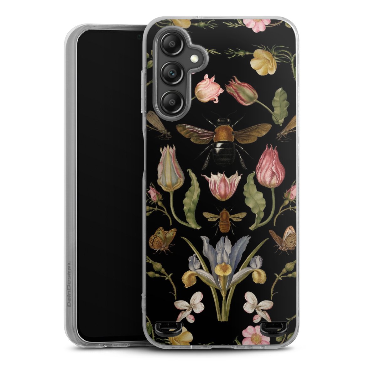 Fleurs Sauvages et Abeilles Fond Noir