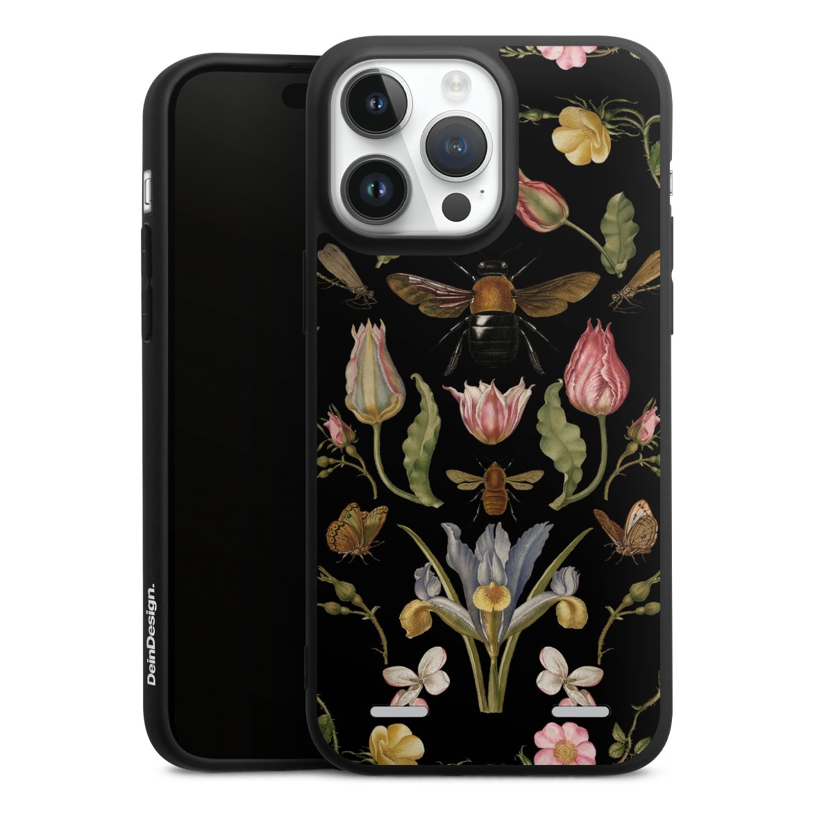 Fleurs Sauvages et Abeilles Fond Noir