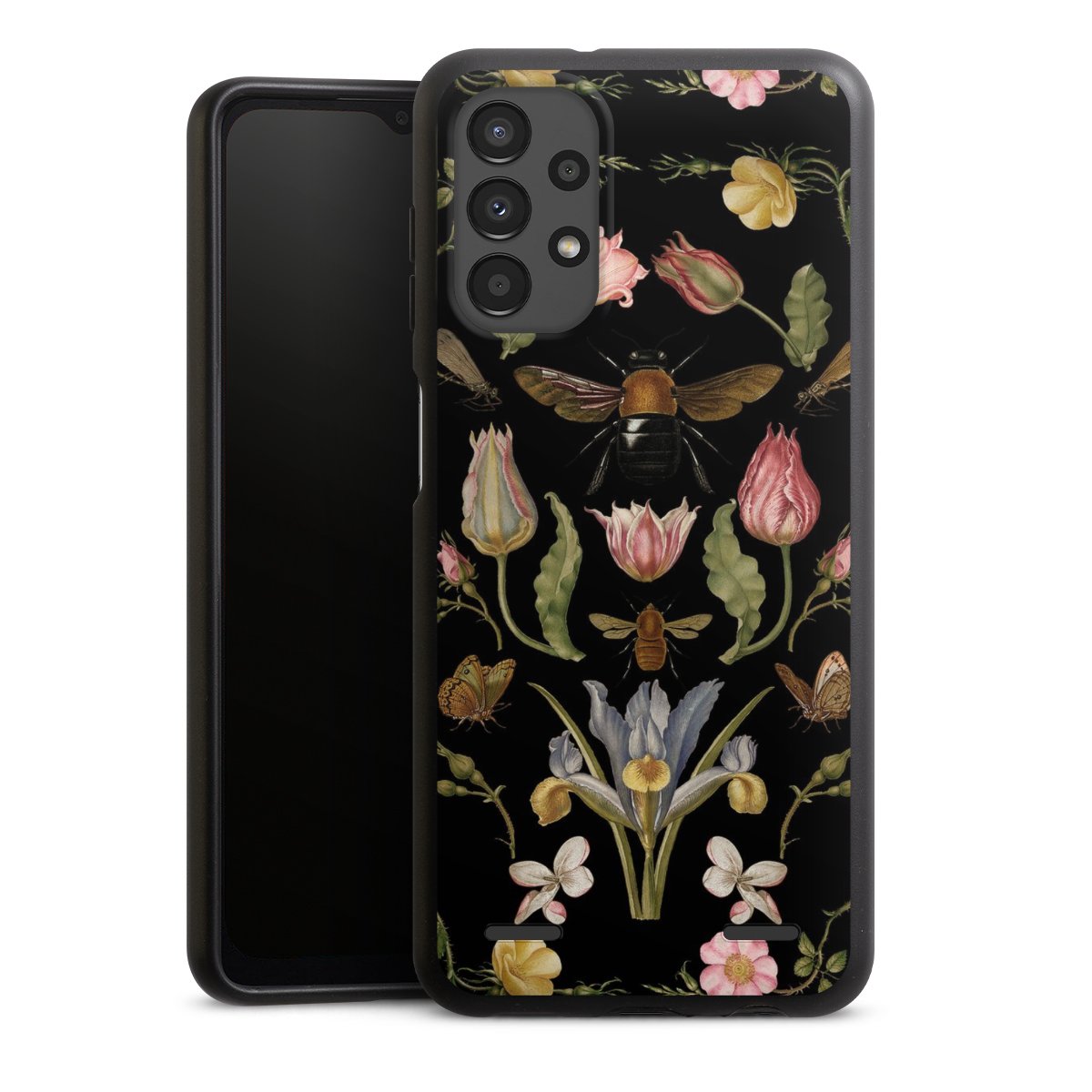 Fleurs Sauvages et Abeilles Fond Noir