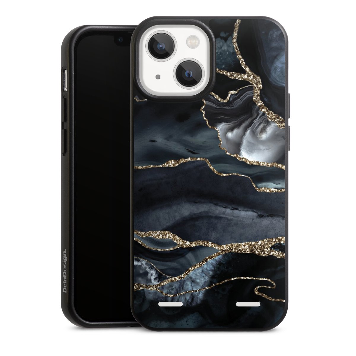 Donker marmer goud Glitterlook