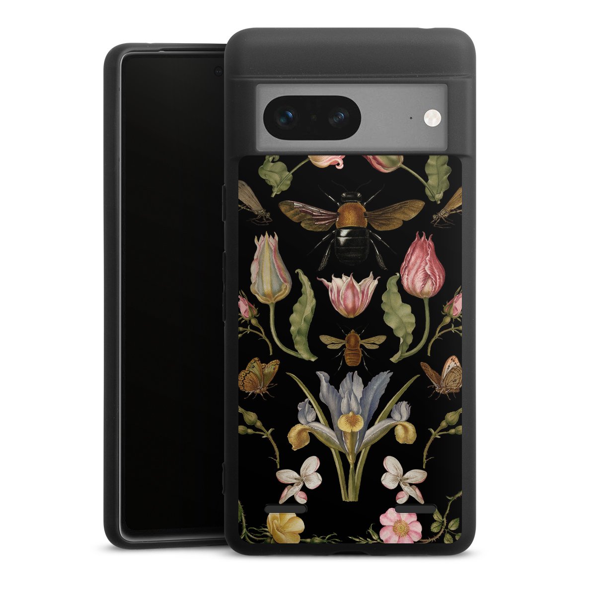 Fleurs Sauvages et Abeilles Fond Noir