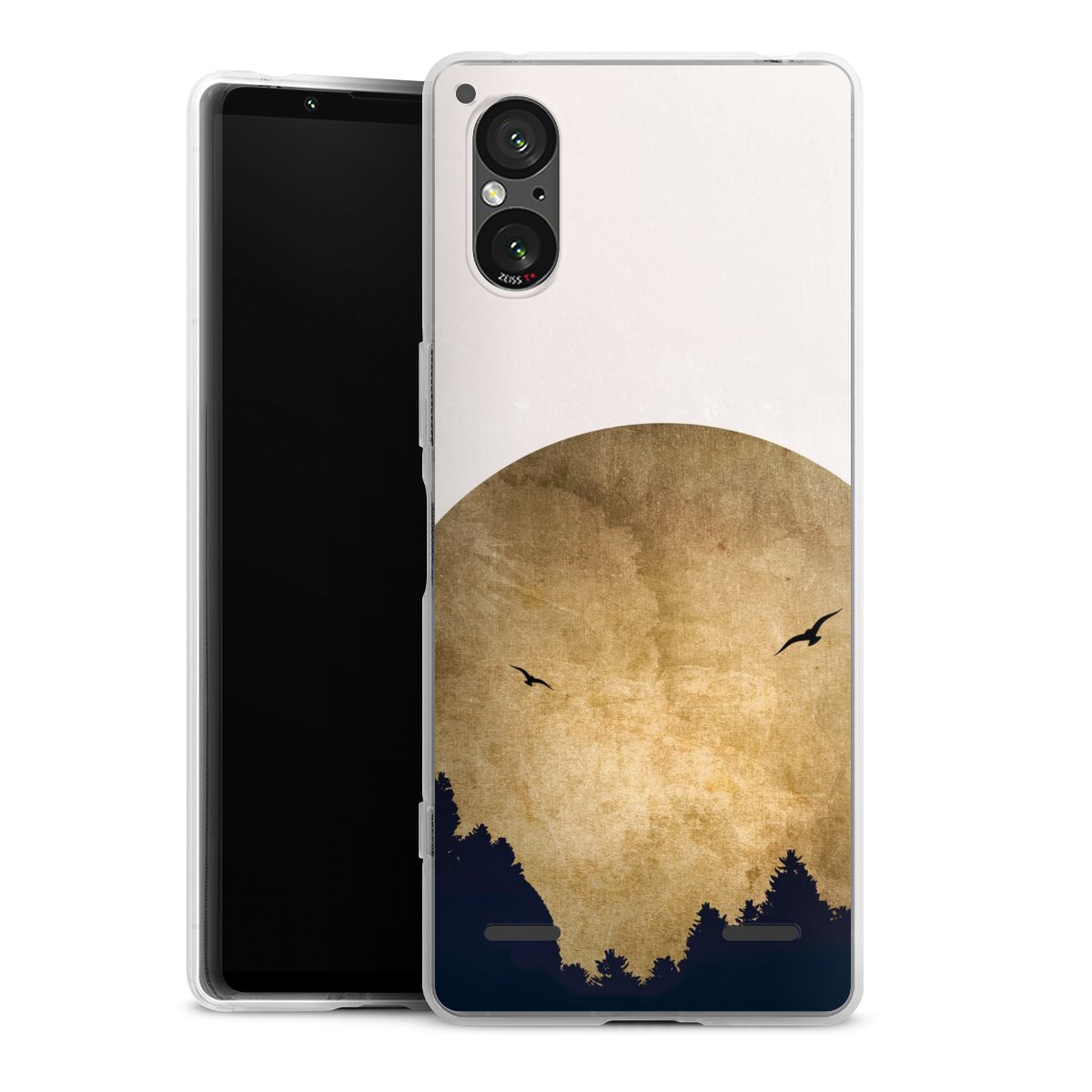 Deux oiseaux et la lune