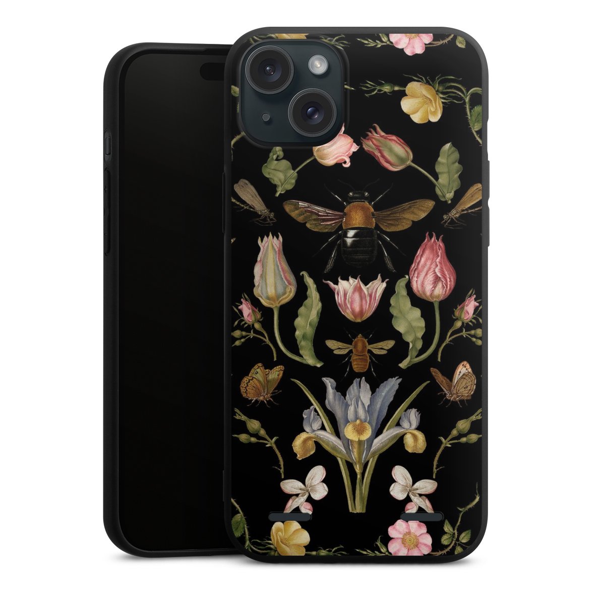 Fleurs Sauvages et Abeilles Fond Noir