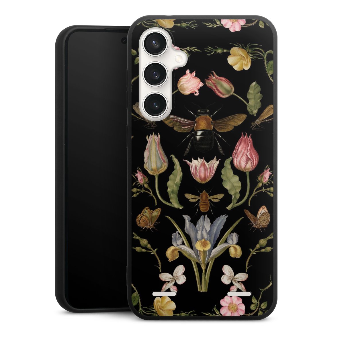 Fleurs Sauvages et Abeilles Fond Noir