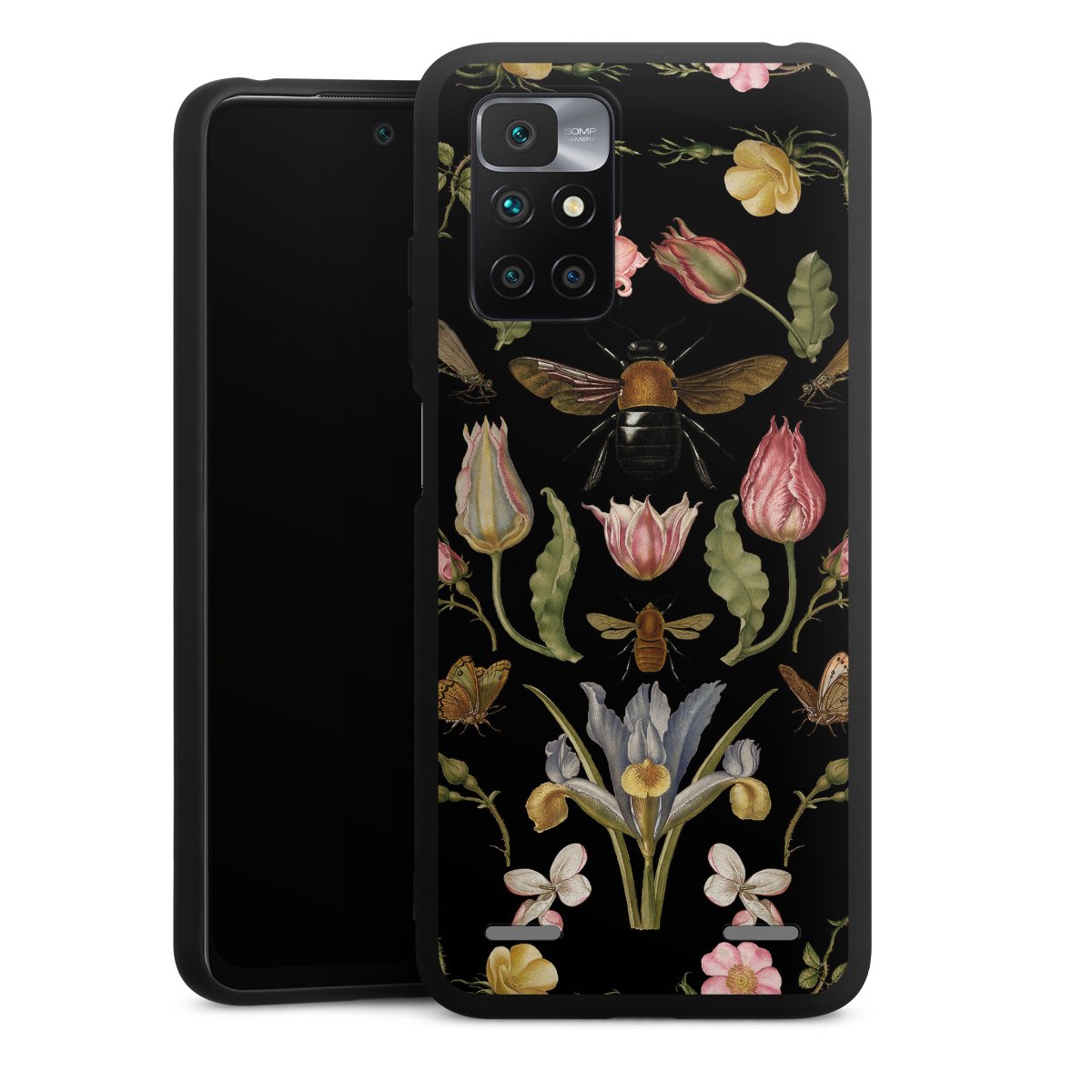 Fleurs Sauvages et Abeilles Fond Noir