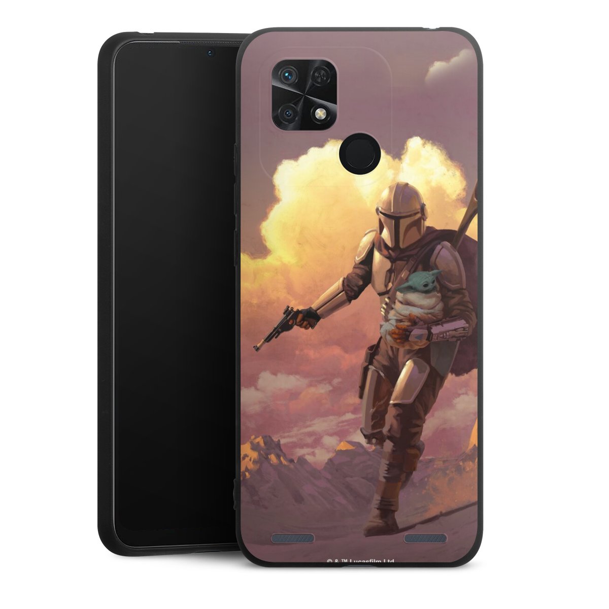 Les nuages ​​du coucher du soleil Mandalorien et Grogu