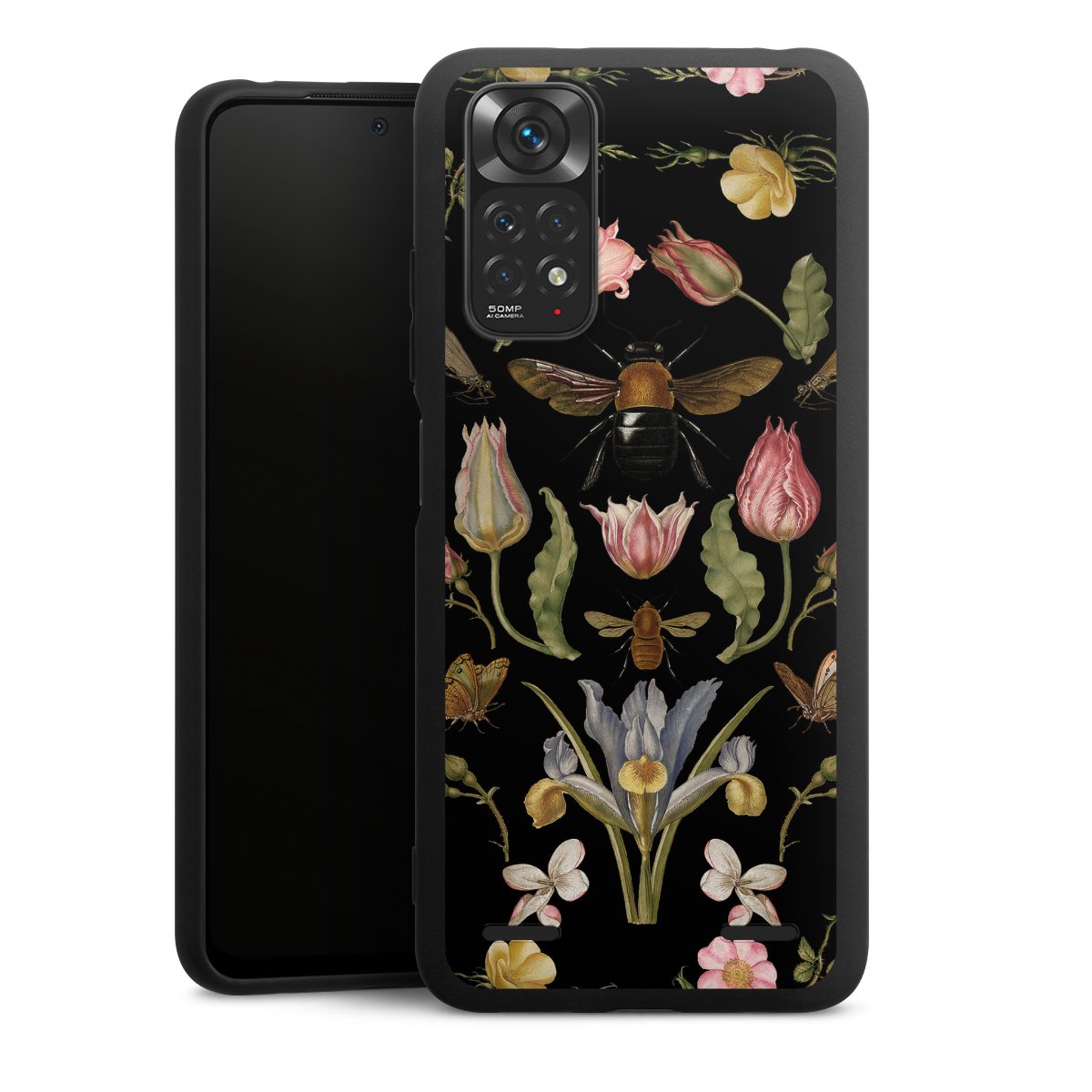 Fiori di campo e api nere