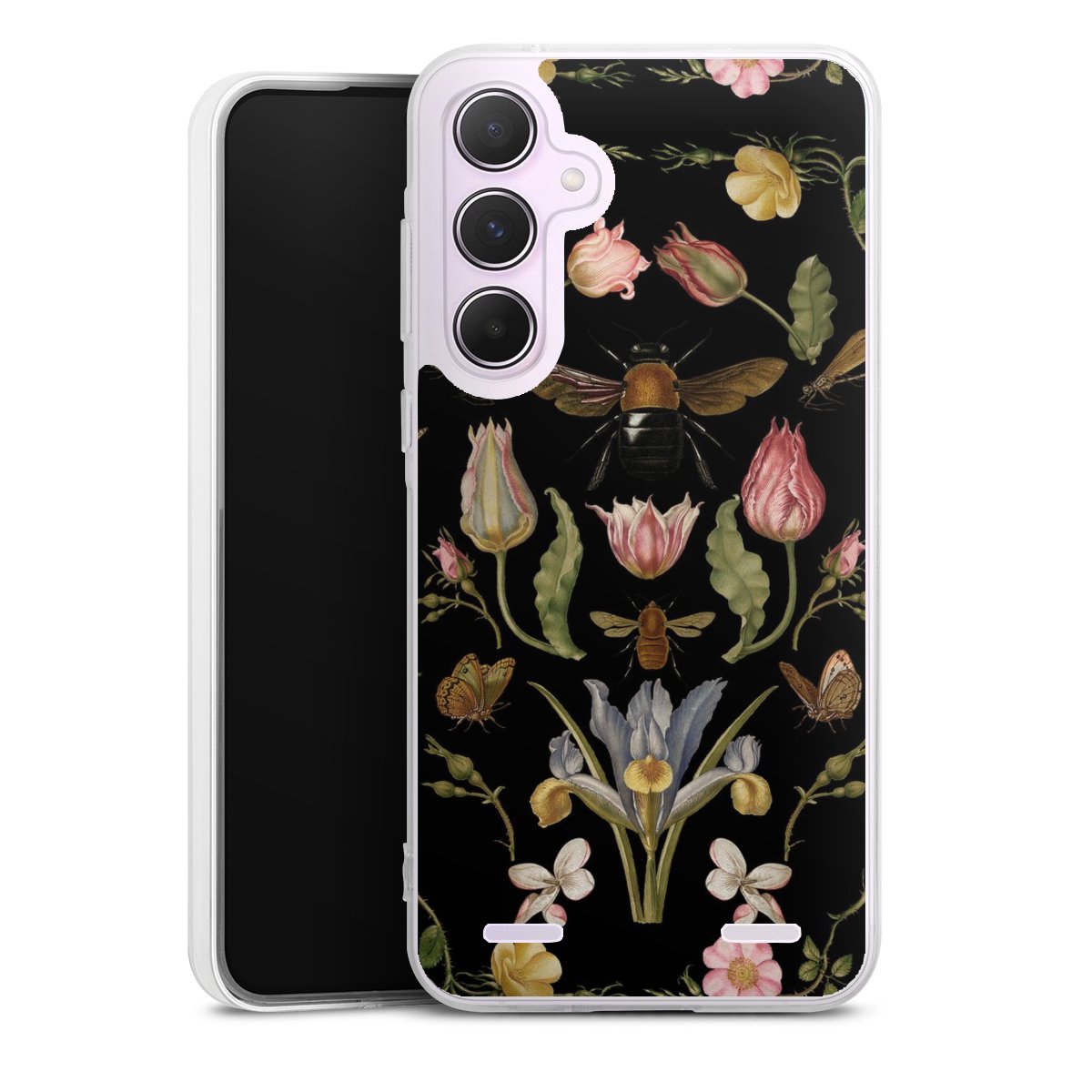 Fleurs Sauvages et Abeilles Fond Noir