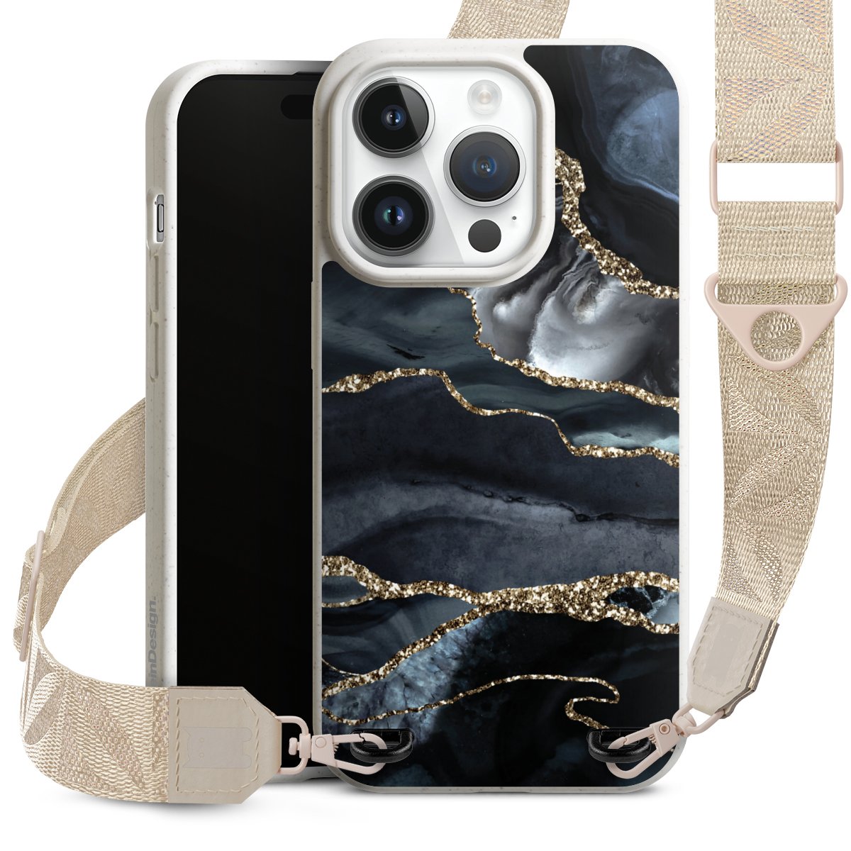 Dunkler Marmor Gold Glitzerlook