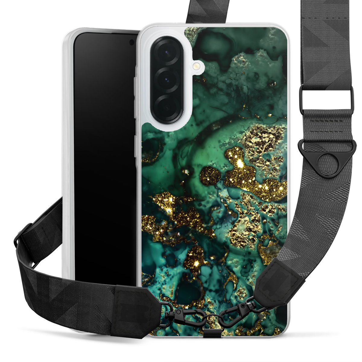 Aspetto marmorizzato ciano glitterato