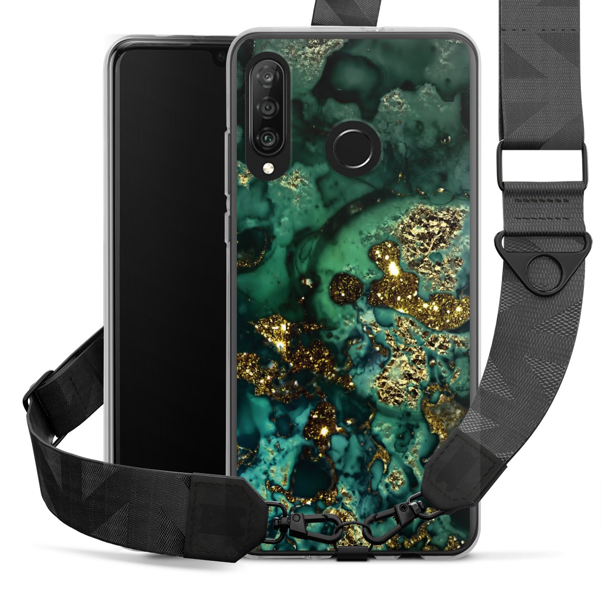 Aspetto marmorizzato ciano glitterato