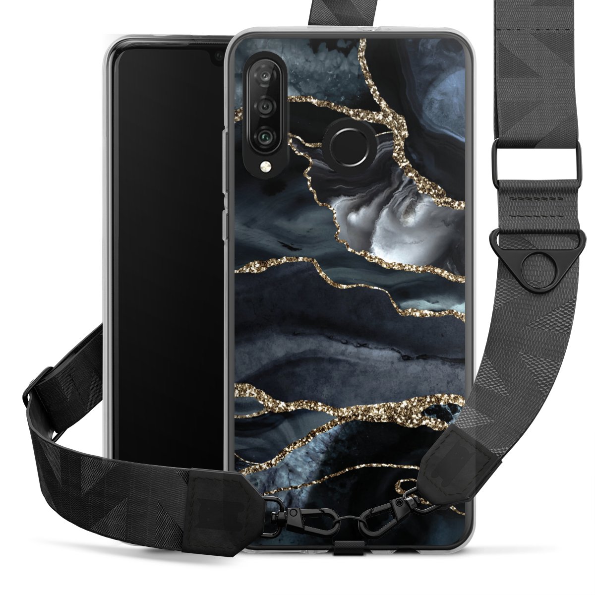 Donker marmer goud Glitterlook